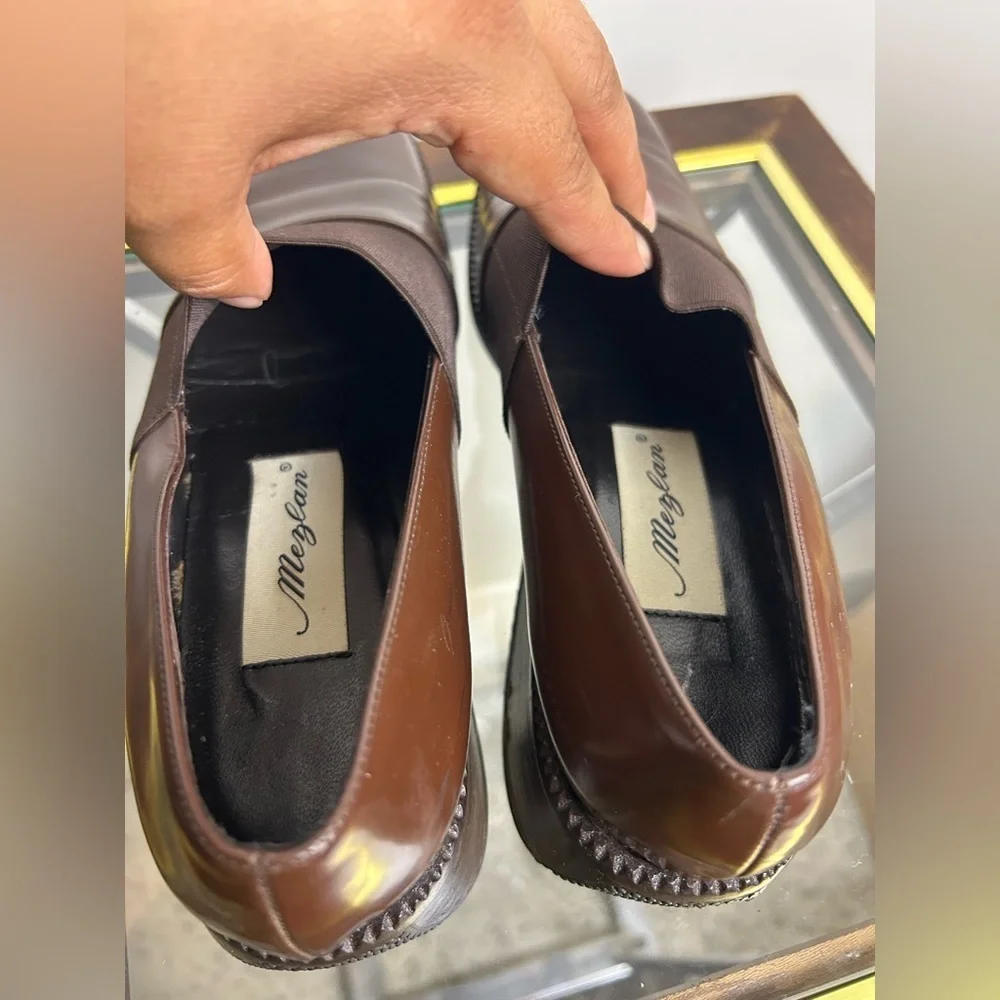 Mezlan‎ Vintage Platform Chocolate Brown pull on Shoes Size 8.5N Academia